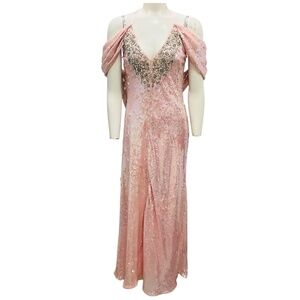 TEMPERLEY LONDON PINK SALMA STRAPPY DRESS / GOWN